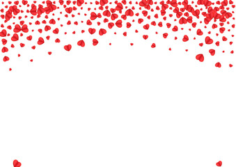 Pink Confetti Background White Vector. Sweetheart Frame Heart. Tender Day Pattern. Violet Heart Wedding Illustration. Red Gift Texture.