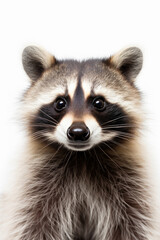 Funny raccoon on white background