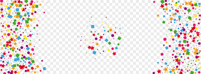 Multicolored Geometric Background Transparent Vector. Polka Fete Card. Colorful Happy. Rainbow Dot Holiday. Confetti Falling Template. © Vlada Balabushka