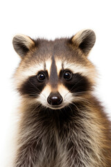 Funny raccoon on white background