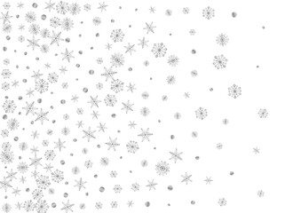 Silver Snow Background White Vector. Snowflake Holiday Texture. Grey Dot Frozen. Luminous Isolated Illustration.