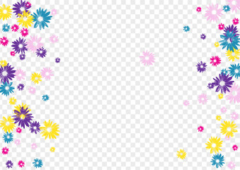 Violet Garden Background Transparent Vector. Leaf Slightly Print. Pink Flower Holiday. Style Card. Young Color Flowers.