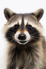 Funny raccoon on white background