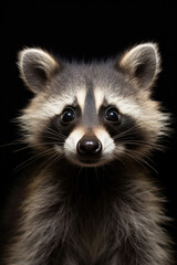 Naklejka na ściany i meble Funny raccoon on black background