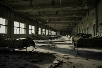 An abandoned hospital, an empty building