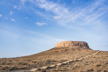 Historical monument Chilpik Dakhma Kala of Zoroastrian culture in Karakalpakstan