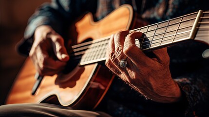 Guitarist's Fingers Strumming Strings