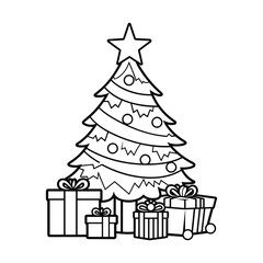 Coloring page of a happy Christmas,child Christmas background with snowman,santa coloring page