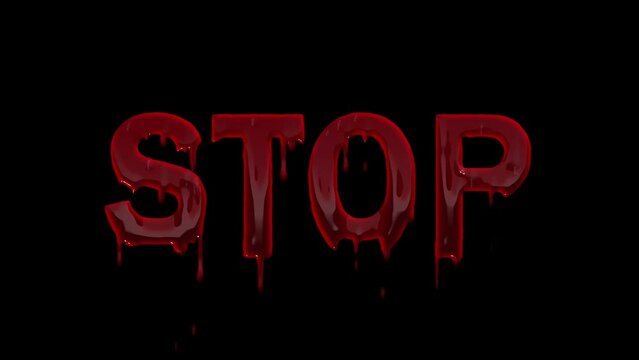Word stop with bleeding letters isolated on alpha png background
