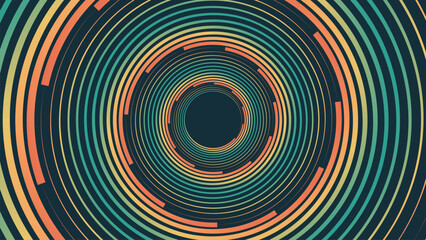 Abstract spiral rainbow color line art vortex background.