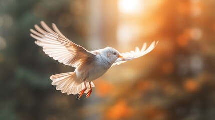 A soft focus image of a bird flying with shallow  AI generated illustration