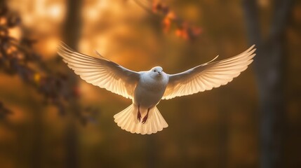 Obraz premium A soft focus image of a bird flying with shallow AI generated illustration