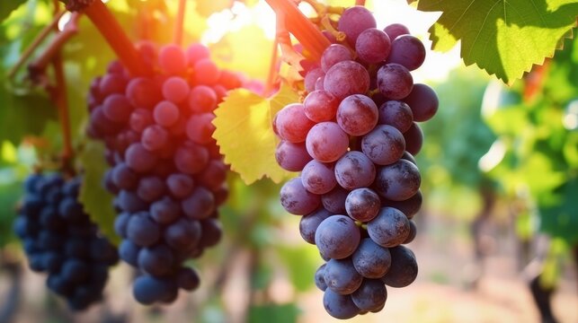 A soft focus image of a bunch of grapes with shallow  AI generated illustration