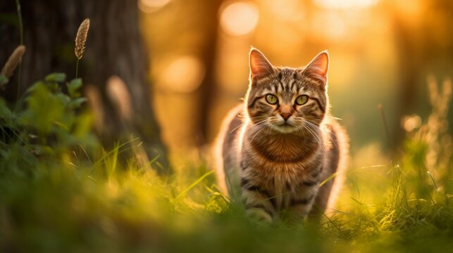 A soft focus image of a cat with shallow depth  AI generated illustration