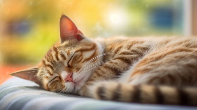 A soft focus image of a sleeping cat with shallow   AI generated illustration