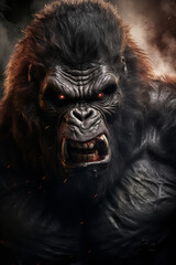 Face of an angry monster gorilla - obrazy, fototapety, plakaty