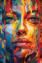 Abstract portraits poster  AI generated illustration