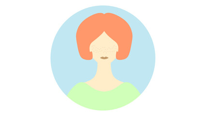 vector, illustration, design, girl, woman, avatar, profile picture, person, redhead, ginger, red haired, model, body positivity, body types