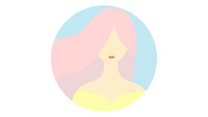 vector, illustration, design, girl, woman, avatar, profile picture, person, pink hair, pink haired, model, body positivity, body types