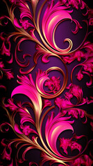 Neon hot pink and gold wallpaper created with Generative Ai