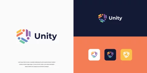 Fotobehang unity logo abstract, logo People and community, Logo for Teams or Groups © sn_std