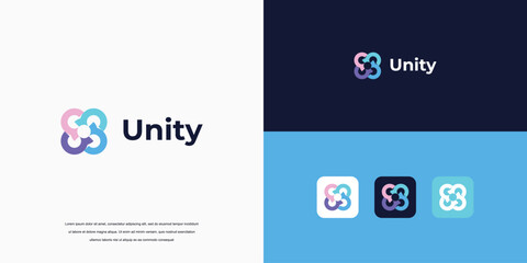 unity logo abstract, People and community Logo for Teams or Groups - obrazy, fototapety, plakaty