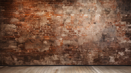 empty brick wall background in grunge style. ai generative - obrazy, fototapety, plakaty