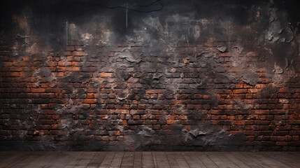 empty brick wall background in grunge style. ai generative