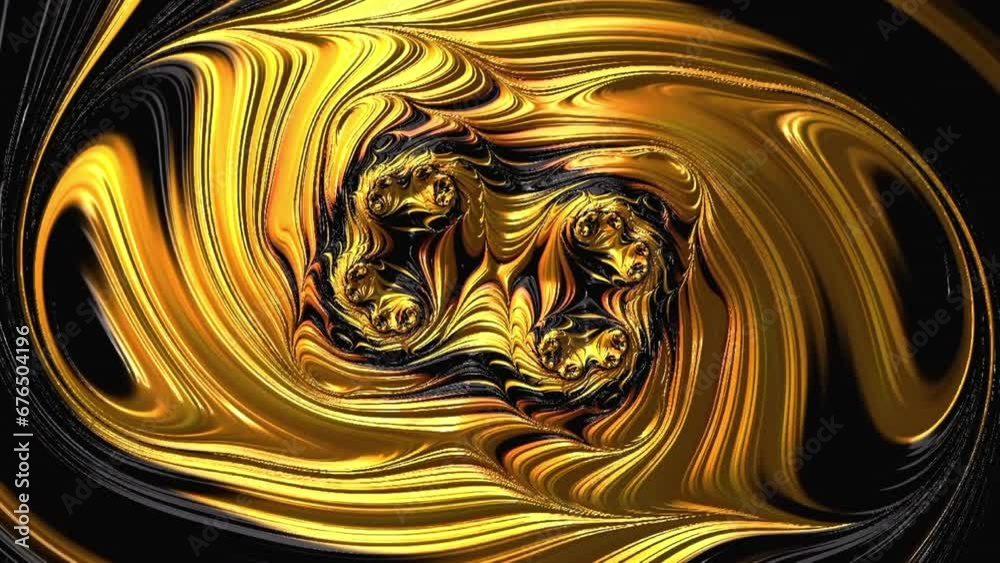 Wall mural luxury gold metalic liquid color flow on black marble texture. modern loop able background animation
