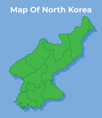 Obraz premium Detailed map of North korea country in green vector illustration