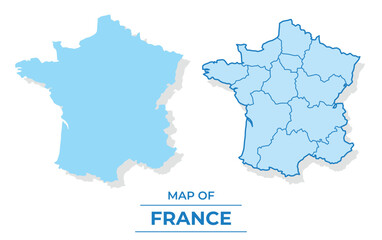 Vector France map set simple flat and outline style illustration