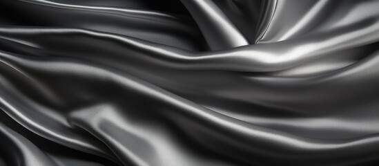 Fototapeta premium The abstract silver linen cloth adds a touch of luxury to the fashion industry creating a concept of space and texture in black background making it an ideal choice for curtains or clothes