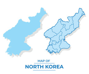 Fototapeta premium Vector North korea map set simple flat and outline style illustration