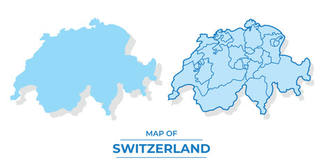 Vector Switzerland map set simple flat and outline style illustration