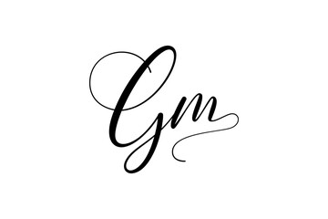 Gm initial signature logo. Handwritten monogram vector