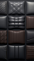 realistic leather texture, wallpaper seamless, black and dark gray background created with Generative Ai