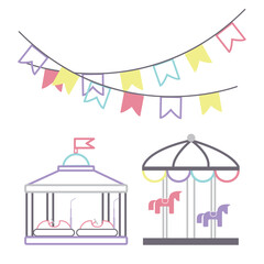 Obraz premium Set of carnival amusement park icons Vector