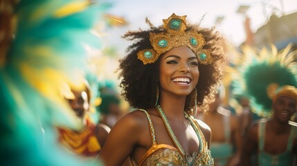 Colorful Brazilian Carnival with Samba Dancers