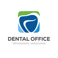 Fototapeta premium Vector illustration of a creative logo design template for a dental office on a white background.