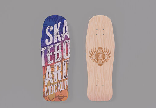 Front and Back Skateboard Table Mockup