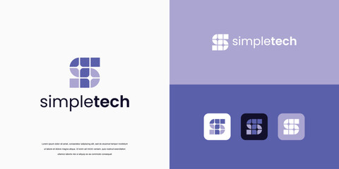 Fototapeta premium abstract logo design, letter S logo technology company