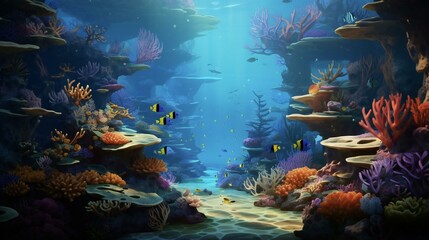 Fototapeta na wymiar underwater scene with coral reefs and fish