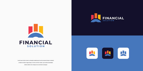 simple logo vector, financial growth logo - obrazy, fototapety, plakaty