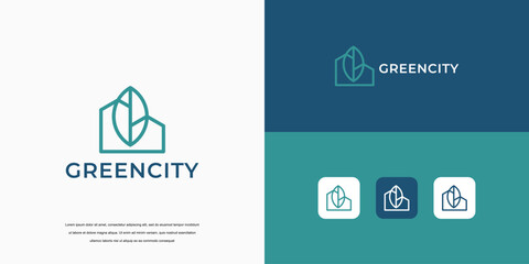 simple logo, green city building logo design concept - Powered by Adobe