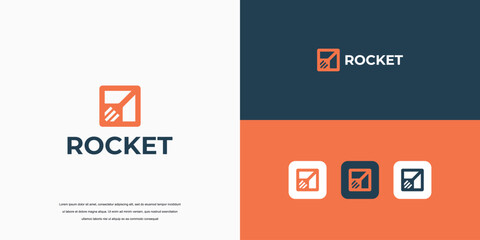 launching rocket logo, rocket vector