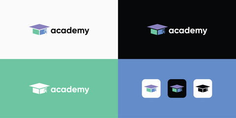 education logo design. academy logo vector modern - obrazy, fototapety, plakaty