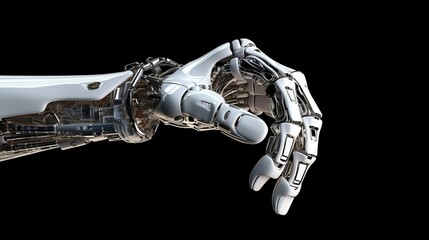 Naklejka premium White cyborg finger about to touch human finger AI generated illustration
