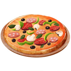 PNG Pepperoni pizza tomato mushroom isolated on white