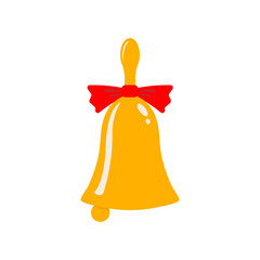 Christmas bell in a cartoon flat style, isolated on a white background. Vector illustration