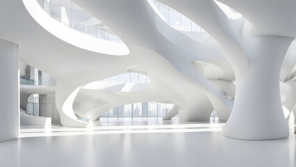 3d rendering of abstract indoor architecture in modern style.